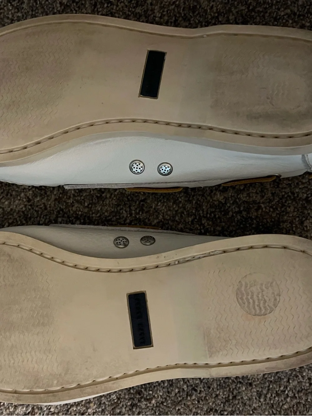 Ralph Lauren White Leather Boat Shoes with Brown Laces
